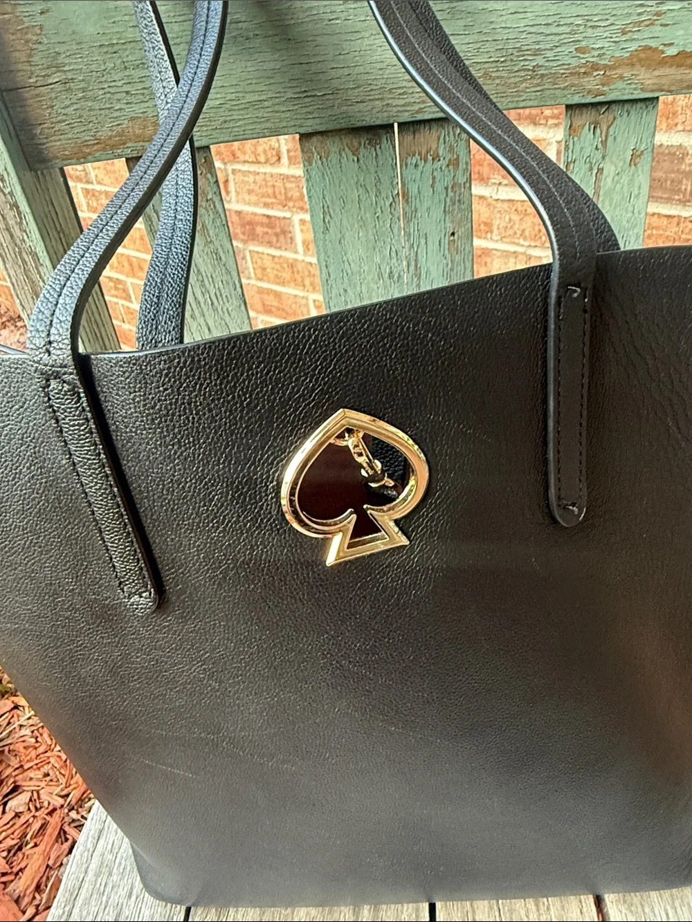 Kate Spade ♠️ Black Pebble grain Suzy Large North South Tote bag w/gold emblem